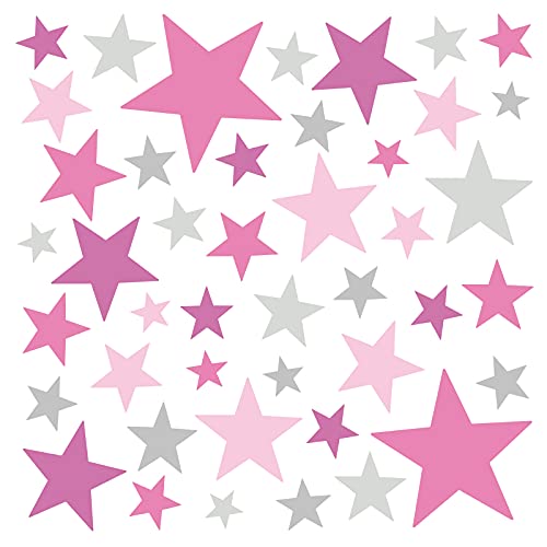 Little Deco Wandaufkleber 60 Sterne Kinderzimmer Mädchen Stars I pink rosa grau I Wandtattoo Schlafzimmer Wandsticker Set bunt selbstklebend DL405 von Little Deco