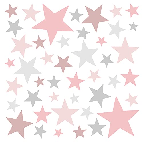 Little Deco Wandaufkleber 60 Sterne Kinderzimmer Mädchen Stars I rosa grau I Wandtattoo Schlafzimmer Wandsticker Set bunt selbstklebend DL404 von Little Deco