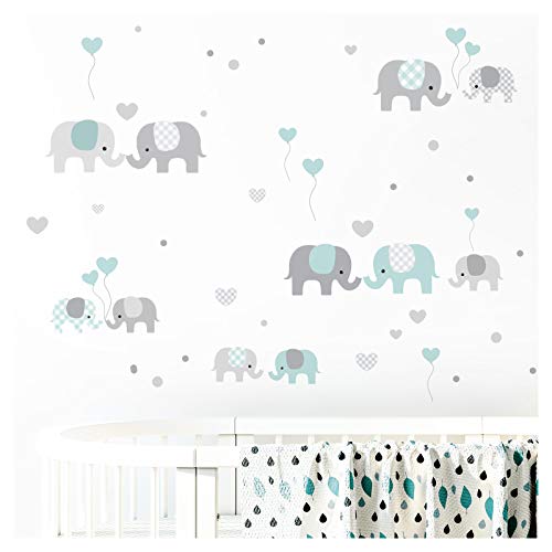 Little Deco Wandsticker für Kinderzimmer Elefanten Set Wandtattoo Wanddeko DL335 von Little Deco