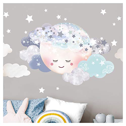 Little Deco Wandaufkleber Kinderzimmer Junge Mond & Wolken I Mond 1-75 x 50 cm I Wandtattoo Baby Wandsticker Deko Zimmer DL449-1 von Little Deco