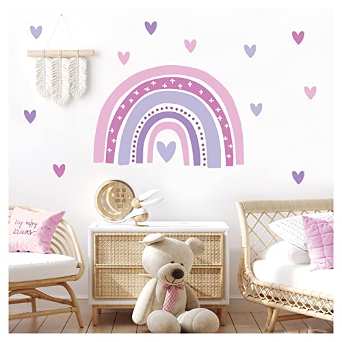 Little Deco Wandaufkleber Regenbogen lila Wandsticker Herzchen Kinderzimmer Babyzimmer Wandtattoo Herzen Wanddeko DL942-1 von Little Deco