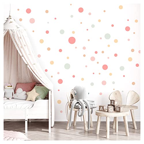 Little Deco Wandsticker 120 Punkte Set Wandtattoo Kinderzimmer Pastell rosa Mint gelb Wandaufkleber Kreise Dots Babyzimmer Wanddeko selbstklebend DL897-2 von Little Deco