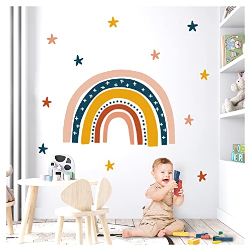 Little Deco Wandsticker Kinderzimmer Regenbogen Sterne Wandtattoo Babyzimmer Wandaufkleber Deko DL929-4 von Little Deco