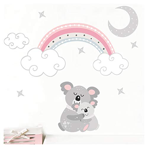 Little Deco Wandsticker Koala mit Mond & Regenbogen I Wandbild 91 x 63 cm (BxH) I Wandtattoo Babyzimmer Junge Wandaufkleber Mädchen Kinderzimmer DL499 von Little Deco