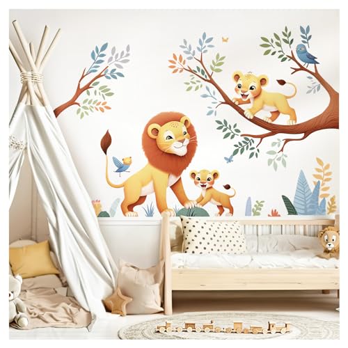 Little Deco Wandsticker Löwen Ast Kinderzimmer Wandtattoo für Babyzimmer Dschungel Safari Wandaufkleber Tiere Schlafzimmer Wanddeko DL5036-04 von Little Deco