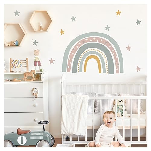 Little Deco Wandsticker Regenbogen Wandtattoo Sterne Kinderzimmer Babyzimmer Wandaufkleber Deko DL921-3 von Little Deco