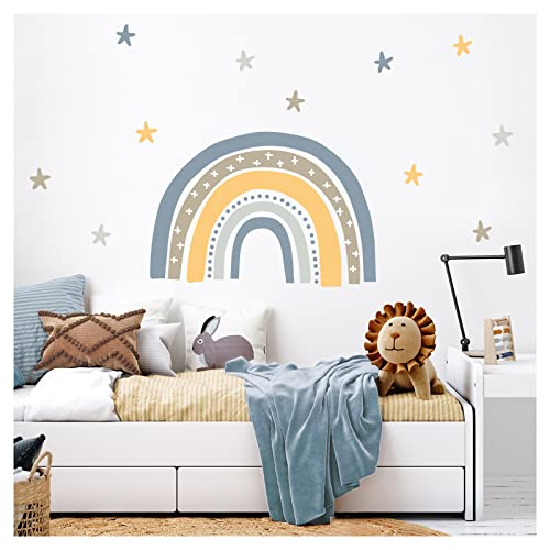 Little Deco Wandsticker Regenbogen blau Wandtattoo Sterne Babyzimmer Wandaufkleber Kinderzimmer Junge Deko DL926-4 von Little Deco