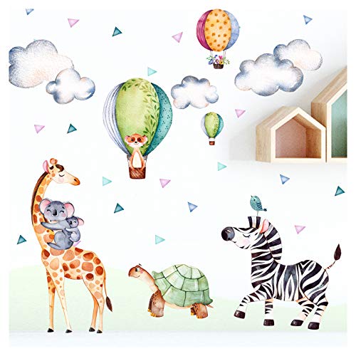 Little Deco Wandsticker Safari Party I Wandbild L - 167 x 110 cm (BxH) I Giraffe Zebra Aufkleber Wandtattoo Kinderzimmer Wandaufkleber Deko Babyzimmer DL304 von Little Deco