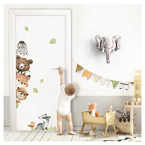 Little Deco Wandsticker Türaufkleber Waldtiere ohne Name Wandtattoo für Kinderzimmer Türsticker Babyzimmer Wandaufkleber personalisiert Wanddeko DL970-01 von Little Deco