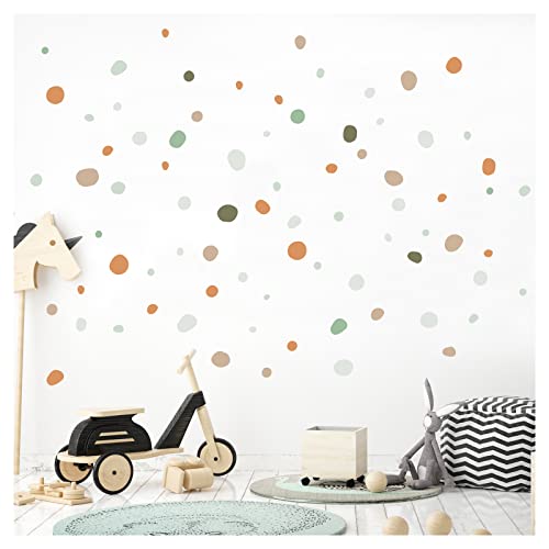 Little Deco Wandsticker Tupfen Dots für Babyzimmer 92 Stück Kinderzimmer Wandtattoo Kreise Klebepunkte in Braun Mint Grau Set Selbstklebende Wandaufkleber DL925-21 von Little Deco