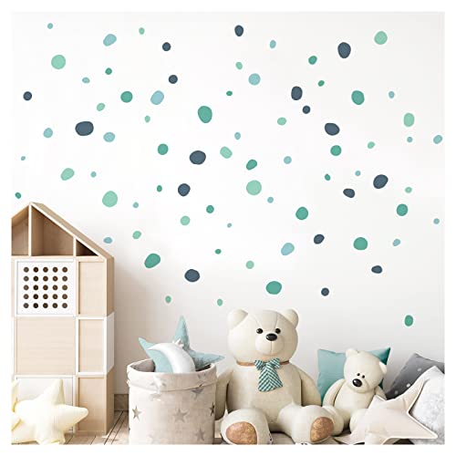 Little Deco Wandsticker Tupfen Kreise für Babyzimmer 92 Stück Klebepunkte Wandtattoo für Kinderzimmer Dots in Blau Hellblau Mint Set Pastell Wandaufkleber DL925-19 von Little Deco