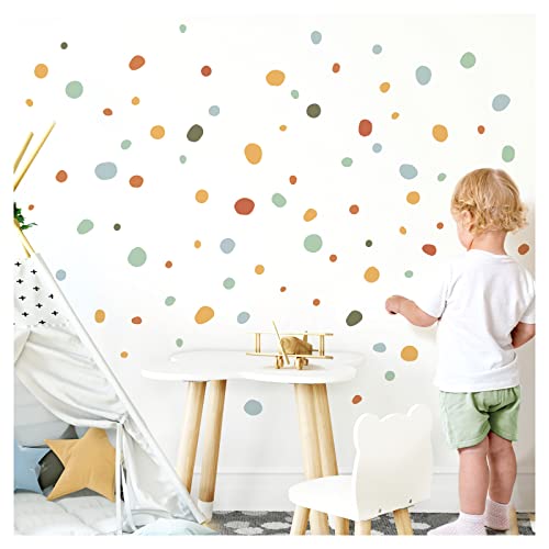 Little Deco Wandsticker Tupfen Punkte für Kinderzimmer 92 Stück Wandtattoo Babyzimmer Klebepunkte Dots in Rot Gelb Mint Set Wandaufkleber Wanddeko DL925-1 von Little Deco