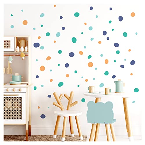 Little Deco Wandsticker Tupfen für Babyzimmer 92 Stück Wandtattoo Kreise Dots Klebepunkte in Mint Blau Gelb Set Kinderzimmer Wandaufkleber DL925-6 von Little Deco