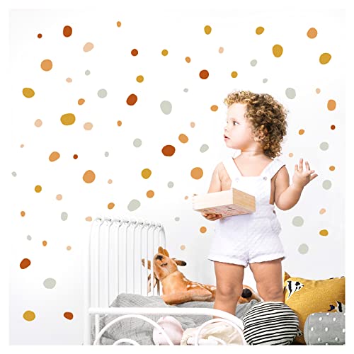 Little Deco Wandsticker Tupfen für Kinderzimmer 92 Stück Wandtattoo Dots Kreise in Beige Rot Gelb Set Wandaufkleber Wanddeko DL925-2 von Little Deco