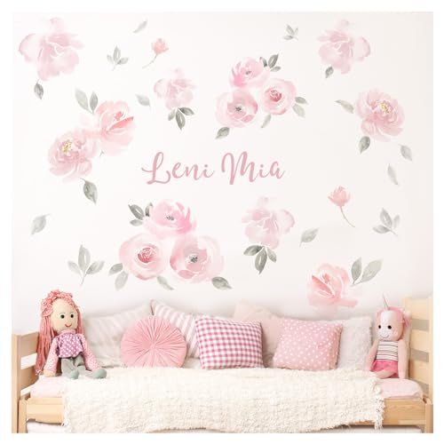 Little Deco Wandsticker personalisiert Blumen mit Name Wandtattoo für Kinderzimmer Pflanzen Babyzimmer Mädchen Wandaufkleber mit Wunschname Deko DL5012-05 von Little Deco