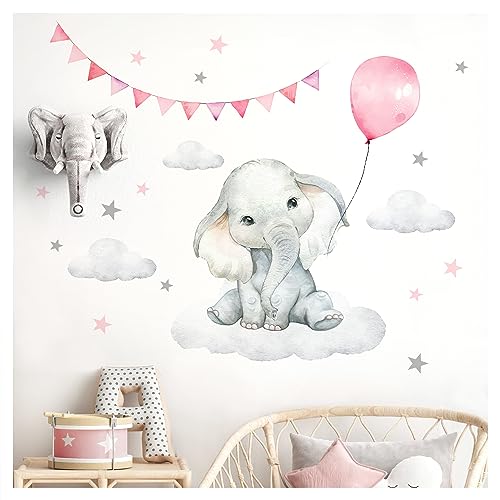 Little Deco Wandtattoo Elefant Ballon Baby Kinderzimmer Wandsticker Deko DL889-4 von Little Deco