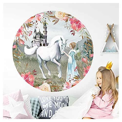 Little Deco Wandtattoo Kinderzimmer Wandbild Einhorn Prinzessin Wandsticker für Kinder Wanddeko Spielzimmer Wandaufkleber Schlafzimmer Tapete selbstklebend DL588-4 von Little Deco