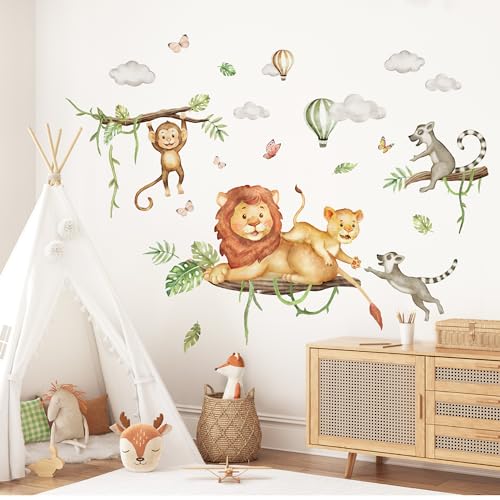 Little Deco Wandtattoo Safari Tiere Wandsticker für Kinderzimmer Dschungel Löwe Affe Wandaufkleber Babyzimmer Schlafzimmer Wanddeko DL5022-03 von Little Deco