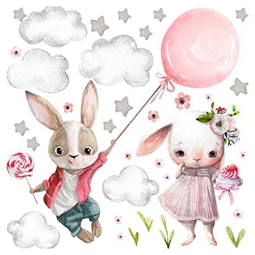 Little Deco Wandtattoo Tiere Wandsticker Kinderzimmer Mädchen Hase Ballon Sterne Blumen Wanddeko Aufkleber Babyzimmer Kleinkind Schlafzimmer Wandbild DL679-10 von Little Deco