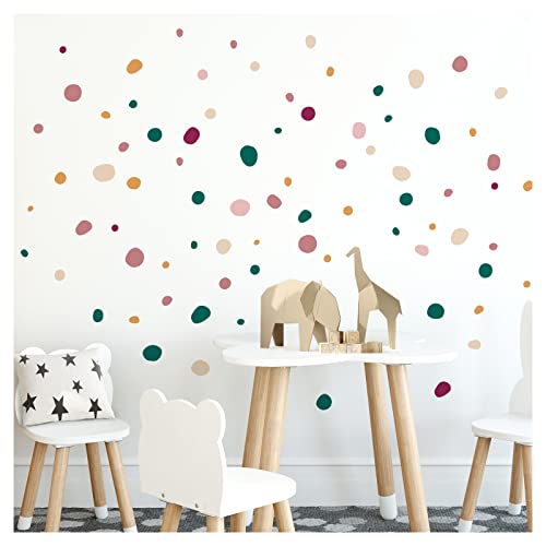 Little Deco Wandtattoo Tupfen für Babyzimmer 92 Stück Kinderzimmer Wandsticker Kreise Punkte Dots in Altrosa Beige Gelb Set Pastell Wandaufkleber DL925-15 von Little Deco