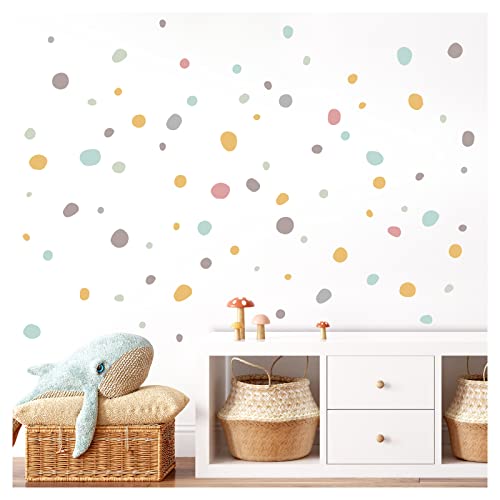 Little Deco Wandtattoo Tupfen für Kinderzimmer 92 Stück Wandsticker Dots Kreise Punkte in Rosa Mint Grau Set Wandaufkleber selbstklebend DL925-7 von Little Deco