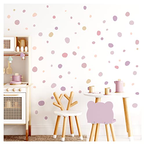 Little Deco Wandtattoo Tupfen für Kinderzimmer 92 Stück Wandsticker Klebepunkte Dots in Altrosa Lila Pfirsich Set Babyzimmer Wandaufkleber DL925-8 von Little Deco