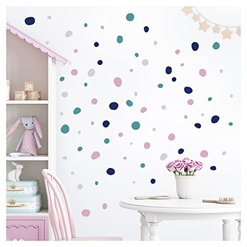 Little Deco Wandtattoo Tupfen für Kinderzimmer 92 Stück Wandsticker Klebepunkte Kreise in Mint Rosa Blau Set Babyzimmer Wandaufkleber DL925-4 von Little Deco