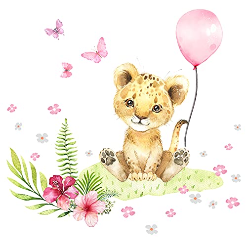 Little Deco Wandtattoo Wandsticker Kinderzimmer Mädchen Baby Löwe Safari Wandaufkleber Tiere Spielzimmer Wanddeko Ballon Babyzimmer Wandbild Kinder DL693-1 von Little Deco