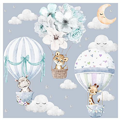 Little Deco Wandtattoo Wandsticker Kinderzimmer Tiere Heißluftballon Wandaufkleber Blumen Wanddeko Spielzimmer Babyzimmer Wandbild Kinder Mädchen Junge DL659 von Little Deco