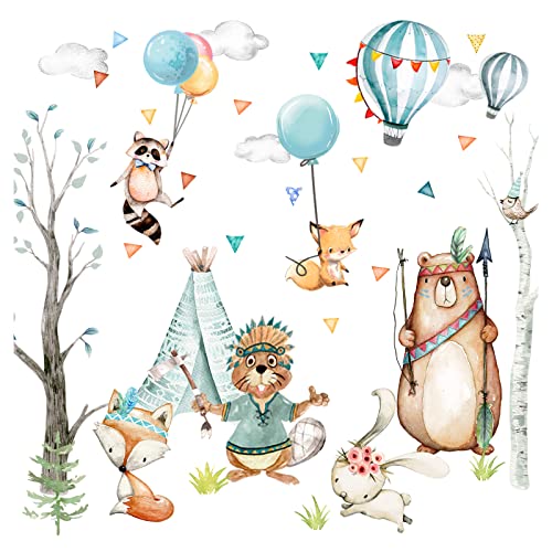 Little Deco Wandtattoo Wandsticker Kinderzimmer Dschungel Waldtiere I Wandbild M - 83 x 50 cm (BxH) I Tiere Spielzimmer Baby Aufkleber Junge Mädchen DL655-2 von Little Deco