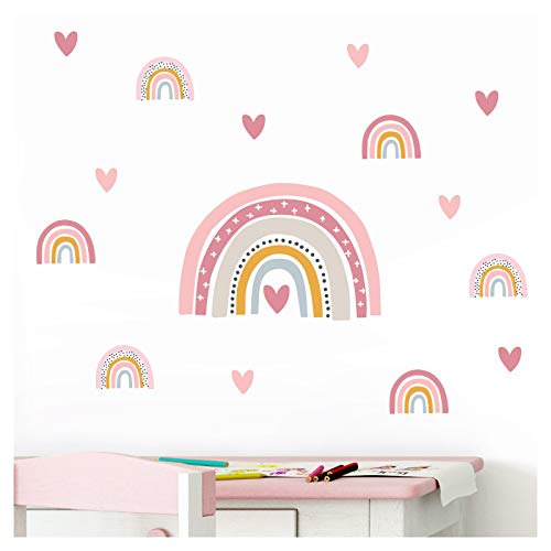 Little Deco Wandtattoo viele Regenbögen mit Herzen I Wandbild 151 x 85 cm (BxH) I Aufkleber Sticker Mädchen Wandsticker Herzchen Kinderzimmer Deko Babyzimmer DL487 von Little Deco