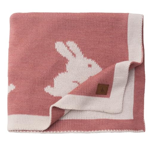 Little Dedi Hase Babydecke 80x100 cm – Weiche, beidseitig verwendbare Acryl-Strickdecke mit Schleife – Oeko-TEX Zertifiziert – Antique Rose von Little Dedi