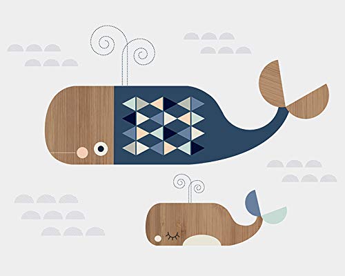 Little Design Haus Whales 40 x 50cm Canvas Print Leinwanddruck, Mehrfarbig, 40 x 50 cm von Little Design Haus