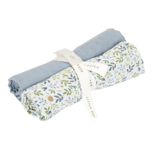 Little Dutch TE51844030 Musselin Swaddle Tücher 2er Set - Forest Adventure & Denim Blue - Forest Friends (70x70 cm) von Little Dutch