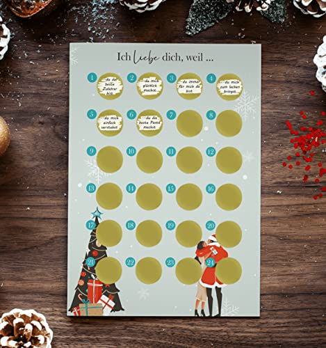 Adventskalender zum rubbeln und selbst schreiben "Ich liebe dich weil…" Rubbeladventskalender für Freundin, Freund & Paare - Rubbelkalender - Weihnachtskalender von Little Fairy Tales