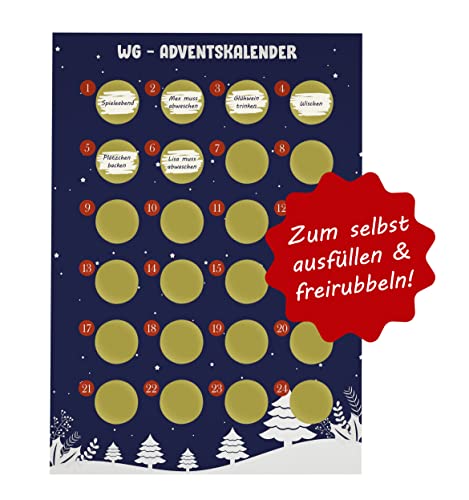 WG Adventskalender zum rubbeln und selbst schreiben - Rubbeladventskalender für die ganze WG - A4 Rubbelkalender - Weihnachtskalender von Little Fairy Tales