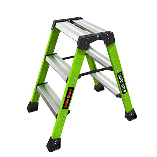 Little Giant Ladders, Sure Step, 3-stufig, doppelseitiger Tritthocker, Fiberglas, (11953), Typ 1AA, 170 kg Gewicht, Hi-Viz Green von Little Giant