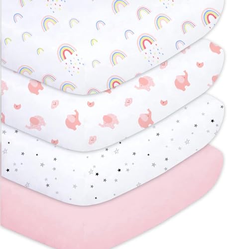 Little Grape Land Baby Spannbettlaken - Spannbetttuch für das Kinderbett 4 Pack - Weiche Mikrofaser - Oeko-Tex Standard 100 (4PK Regenbogen - 60 x 120 cm) von Little Grape Land