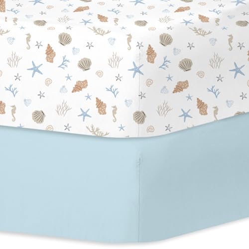 Little Grape Land Kinderbettlaken für Jungen und Mädchen, 2er-Pack Spannbettlaken für 60x120cm Matratzen, superweiches und atmungsaktives Mikrofaser-Baby-Laken, Muschel/Muschelblau Little Grape Land Kinderbettlaken für Jungen und Mädchen, 2er-Pack Spannbettlaken für 60x120cm Matratzen, superweiches und atmungsaktives Mikrofaser-Baby-Laken, Muschel/Muschelblau von Little Grape Land