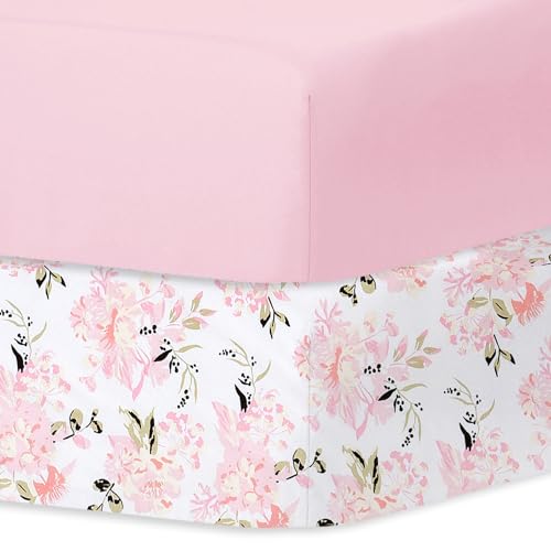 Little Grape Land Kinderbettlaken für Jungen und Mädchen, 2er-Pack Spannbettlaken für 70x140cm Matratzen, superweiches und atmungsaktives Mikrofaser-Baby-Laken, Blumen/Rosa von Little Grape Land