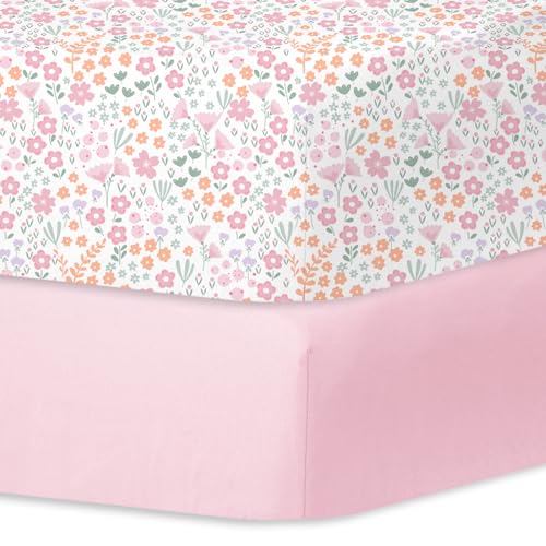 Little Grape Land Spannbettlaken für Kinderbetten, 2er-Pack, Spannbetttuch für 60 x 120 cm große Kinderbettmatratzen, weiche Mikrofaser, Baby-Kleinkind-Bettlaken, Ditsy Pink Floral/Rosa Little Grape Land Spannbettlaken für Kinderbetten, 2er-Pack, Spannbetttuch für 60 x 120 cm große Kinderbettmatratzen, weiche Mikrofaser, Baby-Kleinkind-Bettlaken, Ditsy Pink Floral/Rosa von Little Grape Land