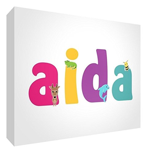 Little Helper LHV-AIDA-A7BLK-15IT Deko-Panel für Baby/Taufe, Geschenkidee, personalisierbar, mit Namen für Mädchen, Aida, mehrfarbig, 7,4 x 10,5 x 2 cm von Little Helper