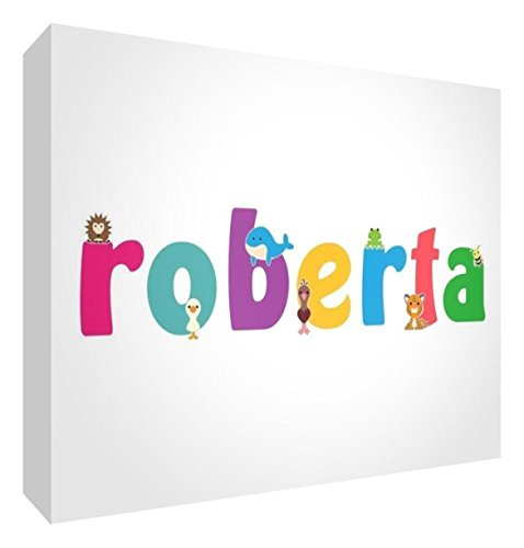 Little Helper LHV-ROBERTA-515BLK-15IT Deko-Panel Neugeborene Taufe Geschenkidee personalisiertes Design mit Roberta Mädchenname 10,5 x 14,8 x 2 cm, mehrfarbig von Little Helper