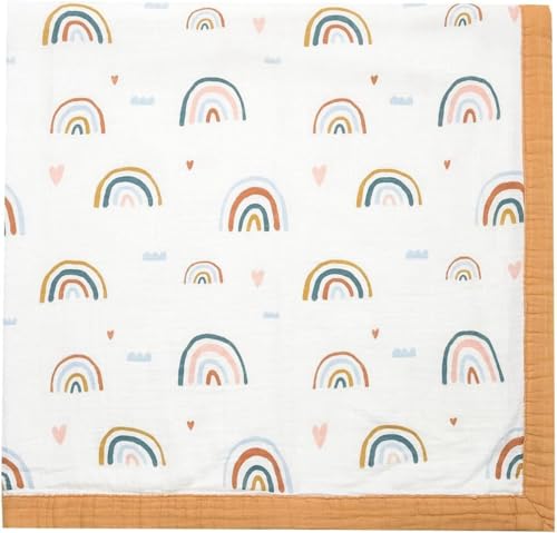 Little Jump Baby Pucktuch Musselin Decke - Bambus Baumwolle Atmungsaktive Babydecke - Baby Decke Tücher für Junge und Mädchen 120x120cm (B Rainbow) von Little Jump