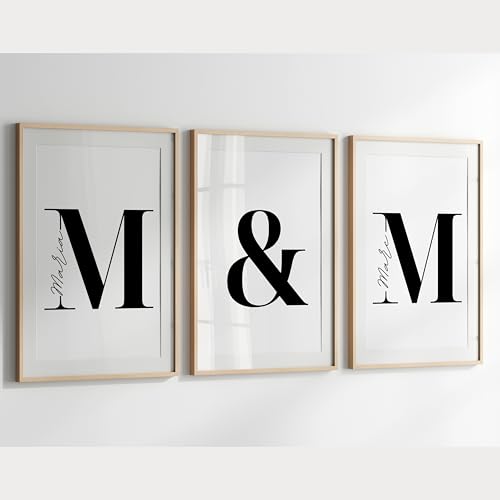 Little Mathilda Personalisierte Poster 3er Set Bilder – Hochzeitsgeschenk personalisiert, Jahrestag Geschenk für Ihn Wanddeko Wohnzimmer, Fotogeschenke personalisierte Geschenke (3er Set A2) von Little Mathilda