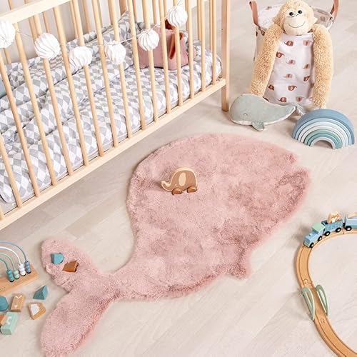 Little Olly Kinderteppich - Huggy Wal Rosa - Einfarbig, Tier - Modern - Kinderzimmer, Babyzimmer - Jungen - Mädchen - Carpet von Little Olly