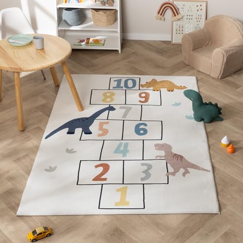 Little Olly Spielteppich - Ruby Dinosaurier Creme - Figuren/Charactere - Kinderzimmer - Jungen - Mädchen - Carpet von Little Olly