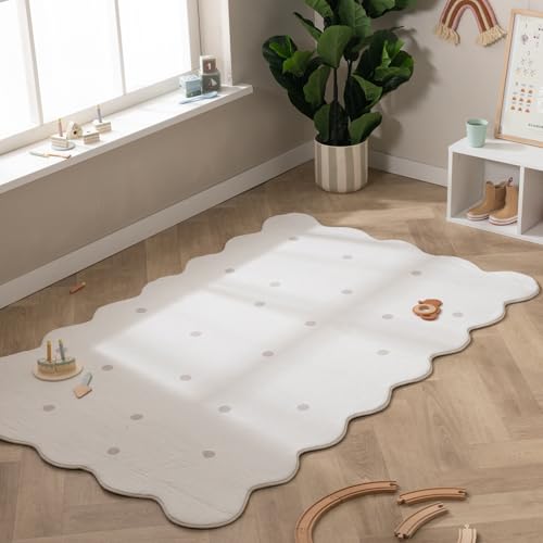 Little Olly Teppich Kinderzimmer - Cloudy Dots Weiß - Punkte - Kinderzimmer, Babyzimmer - Jungen - Mädchen - Carpet von Little Olly