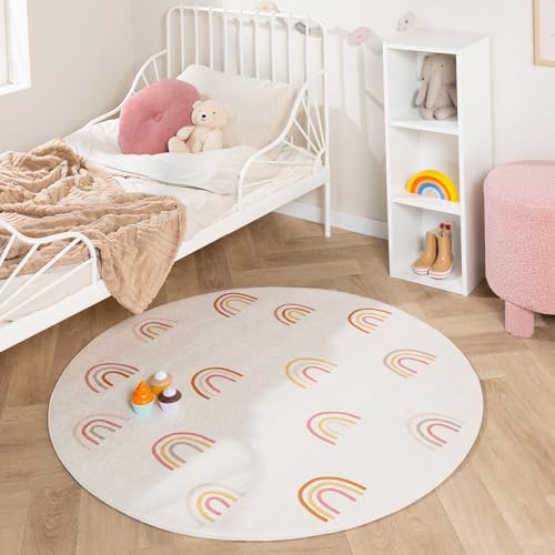 Little Olly Waschbarer Kinderteppich Rund - Evi Rainbow Bunt - Kinderzimmer, Babyzimmer - Jungen - Mädchen - Carpet Little Olly Waschbarer Kinderteppich Rund - Evi Rainbow Bunt - Kinderzimmer, Babyzimmer - Jungen - Mädchen - Carpet von Little Olly