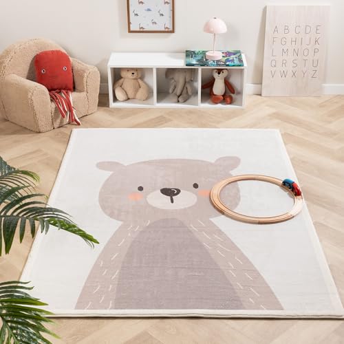Little Olly Waschbarer Spielteppich - Simba Bear Beige - Tier - Kinderzimmer, Babyzimmer - Jungen - Mädchen - Carpet von Little Olly